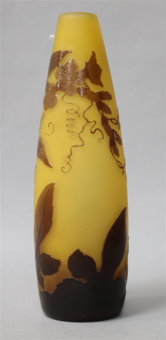 A Galle cameo glass conical vase, c.1905, height 18cm